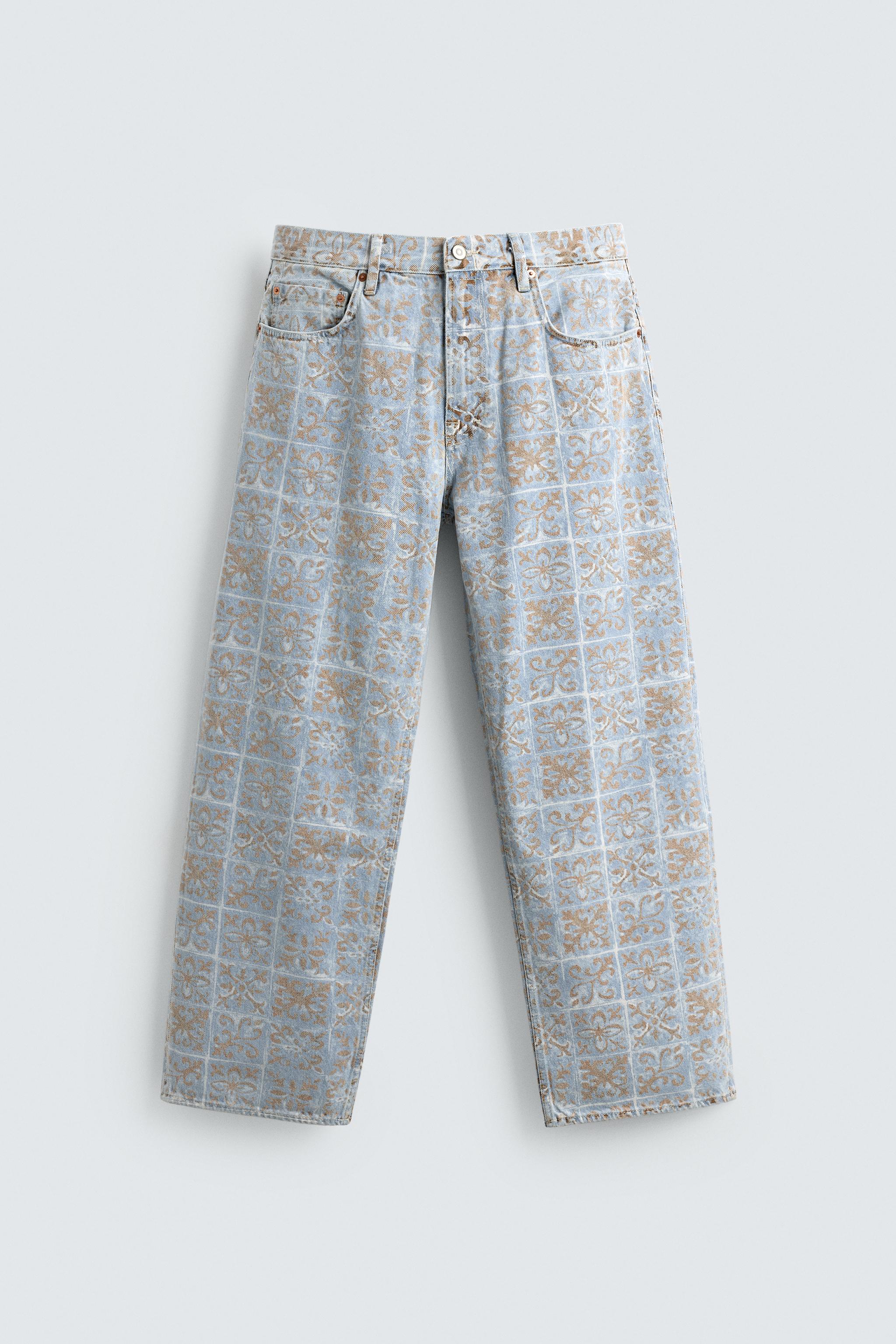 RELAXED FIT GEOMETRIC PRINT JEANS